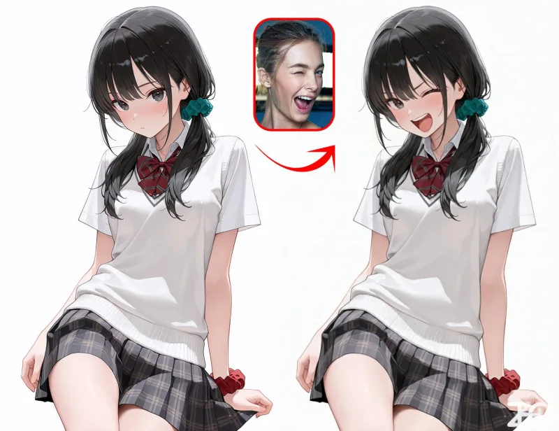 Illustrative Nano Banana result transferring a reference expression to a character